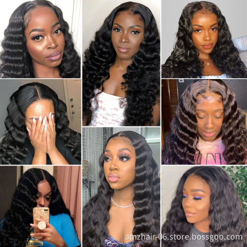 Loose Deep Wave Raw Peruvian Virgin Human Hair HD Trasparent Swiss 4x4 5x5 Lace Front Closure Human Hair Wig For Black Women